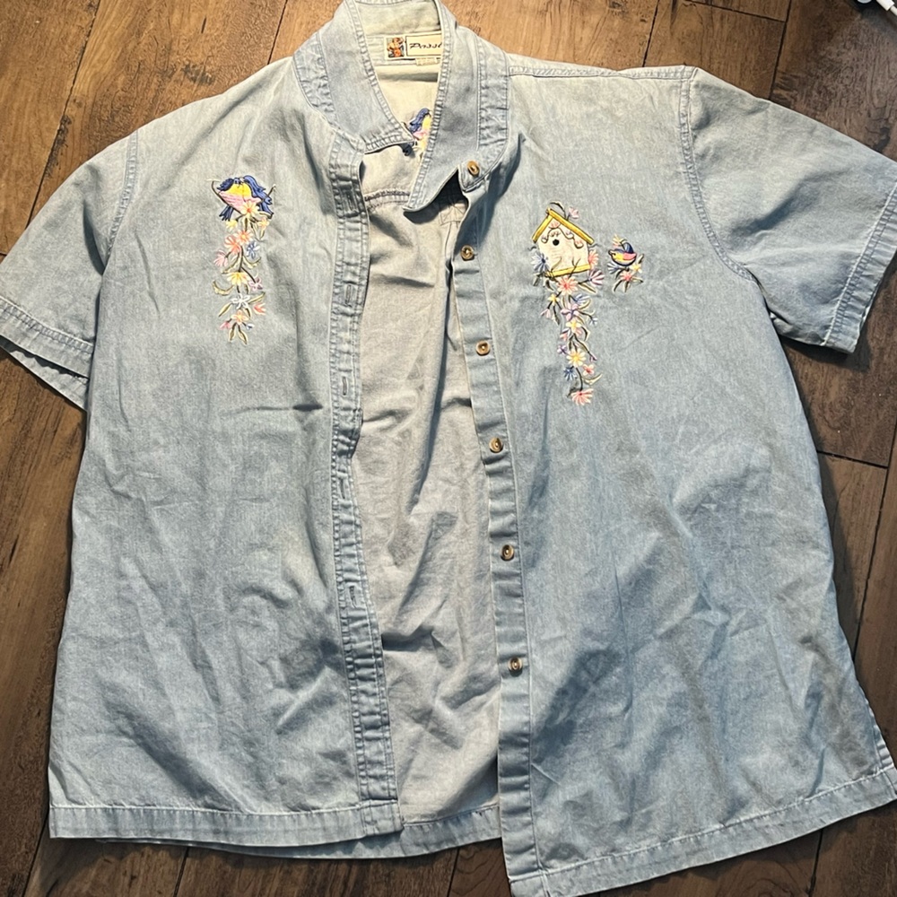 Button up embroidered shirt